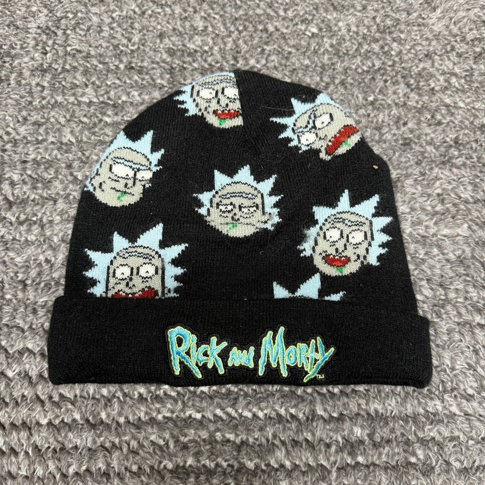Rick And Morty Unisex Beanie Hat One Size Black Knit Cartoon Network Adult Swim
